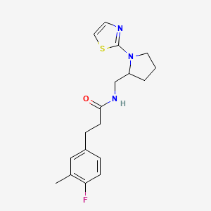 3-(4-fluoro-3-methylphenyl)-N-((1-(thiazol-2-yl)pyrrolidin-2-yl)methyl)propanamide