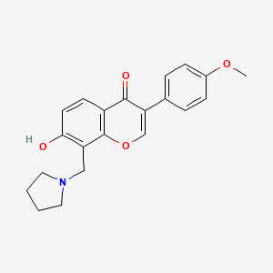 molecular formula C21H21NO4 B2432402 7-hydroxy-3-(4-methoxyphenyl)-8-(pyrrolidin-1-ylmethyl)-4H-chromen-4-one CAS No. 637753-18-5