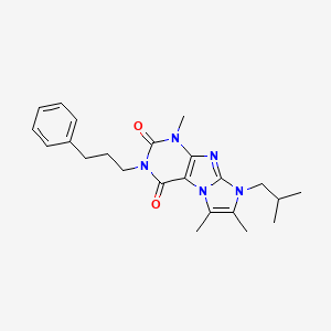 molecular formula C23H29N5O2 B2432404 8-isobutyl-1,6,7-trimethyl-3-(3-phenylpropyl)-1H-imidazo[2,1-f]purine-2,4(3H,8H)-dione CAS No. 923480-66-4