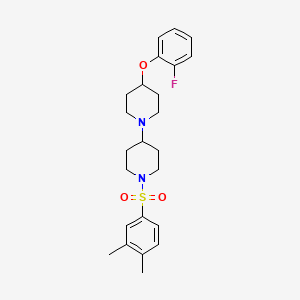 molecular formula C24H31FN2O3S B2432411 1'-((3,4-二甲苯基)磺酰基)-4-(2-氟苯氧基)-1,4'-联哌啶 CAS No. 1706273-61-1