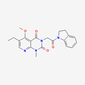molecular formula C21H22N4O4 B2432413 6-ethyl-3-(2-(indolin-1-yl)-2-oxoethyl)-5-methoxy-1-methylpyrido[2,3-d]pyrimidine-2,4(1H,3H)-dione CAS No. 1005297-24-4