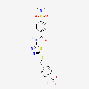 molecular formula C19H17F3N4O3S3 B2432422 4-(dimethylsulfamoyl)-N-[5-[[4-(trifluoromethyl)phenyl]methylsulfanyl]-1,3,4-thiadiazol-2-yl]benzamide CAS No. 392301-61-0
