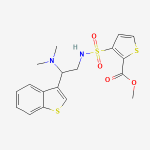 molecular formula C18H20N2O4S3 B2432426 3-(N-(2-(苯并[b]噻吩-3-基)-2-(二甲氨基)乙基)磺酰胺基)噻吩-2-甲酸甲酯 CAS No. 2034300-39-3