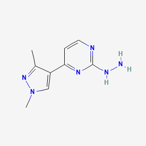 molecular formula C9H12N6 B2432439 4-(1,3-Dimethyl-1H-pyrazol-4-YL)-2-hydrazinopyrimidine CAS No. 1006340-68-6