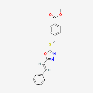 molecular formula C19H16N2O3S B2432444 methyl 4-[[5-[(E)-2-phenylethenyl]-1,3,4-oxadiazol-2-yl]sulfanylmethyl]benzoate CAS No. 672950-62-8
