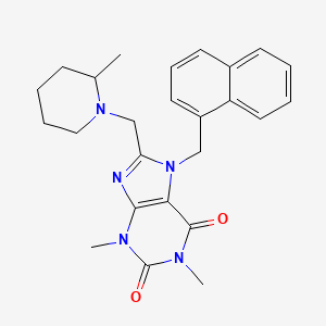 molecular formula C25H29N5O2 B2432445 1,3-Dimethyl-8-[(2-methylpiperidin-1-yl)methyl]-7-(naphthalen-1-ylmethyl)purine-2,6-dione CAS No. 851939-78-1