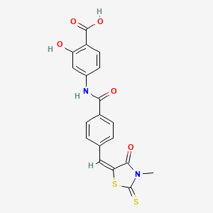 (E)-2-hydroxy-4-(4-((3-methyl-4-oxo-2-thioxothiazolidin-5-ylidene)methyl)benzamido)benzoic acid
