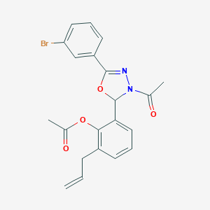 molecular formula C21H19BrN2O4 B243250 2-[3-Acetyl-5-(3-bromophenyl)-2,3-dihydro-1,3,4-oxadiazol-2-yl]-6-allylphenyl acetate 