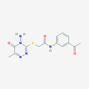 molecular formula C14H15N5O3S B2432515 N-(3-アセチルフェニル)-2-[(4-アミノ-6-メチル-5-オキソ-4,5-ジヒドロ-1,2,4-トリアジン-3-イル)スルファニル]アセトアミド CAS No. 733004-63-2