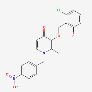 molecular formula C20H16ClFN2O4 B2432518 3-((2-Chloro-6-fluorobenzyl)oxy)-2-methyl-1-(4-nitrobenzyl)-4(1H)-pyridinone CAS No. 303144-71-0