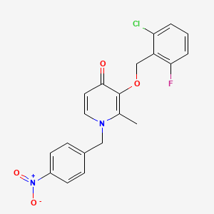 molecular formula C20H16ClFN2O4 B2432518 3-((2-氯-6-氟苄基)氧基)-2-甲基-1-(4-硝基苄基)-4(1H)-吡啶酮 CAS No. 303144-71-0