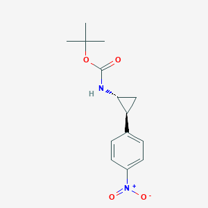 molecular formula C14H18N2O4 B2432526 tert-Butyl (+/-)-[trans-2-(4-nitrophenyl)cyclopropyl]carbamate CAS No. 115977-41-8