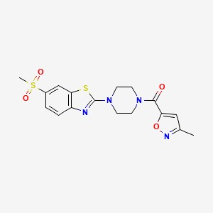 molecular formula C17H18N4O4S2 B2432533 (3-甲基异噁唑-5-基)(4-(6-(甲磺基)苯并[d]噻唑-2-基)哌嗪-1-基)甲酮 CAS No. 946205-50-1