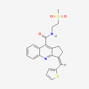 (3Z)-N-(2-methylsulfonylethyl)-3-(thiophen-2-ylmethylidene)-1,2-dihydrocyclopenta[b]quinoline-9-carboxamide