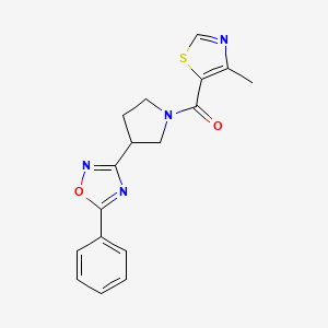 (4-Methylthiazol-5-yl)(3-(5-phenyl-1,2,4-oxadiazol-3-yl)pyrrolidin-1-yl)methanone