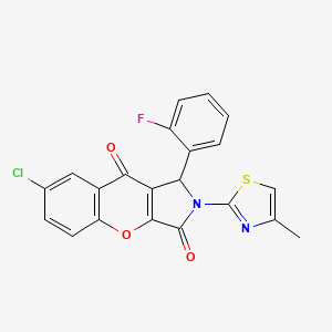 molecular formula C21H12ClFN2O3S B2432559 7-氯-1-(2-氟苯基)-2-(4-甲噻唑-2-基)-1,2-二氢色烯并[2,3-c]吡咯-3,9-二酮 CAS No. 847858-40-6