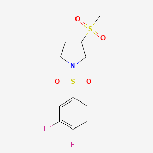 molecular formula C11H13F2NO4S2 B2432560 1-((3,4-二氟苯基)磺酰基)-3-(甲基磺酰基)吡咯烷 CAS No. 1448045-37-1