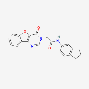 molecular formula C21H17N3O3 B2432563 N-(2,3-二氢-1H-茚-5-基)-2-(4-氧代-[1]苯并呋喃[3,2-d]嘧啶-3-基)乙酰胺 CAS No. 849521-84-2