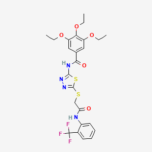 3,4,5-triethoxy-N-[5-[2-oxo-2-[2-(trifluoromethyl)anilino]ethyl]sulfanyl-1,3,4-thiadiazol-2-yl]benzamide