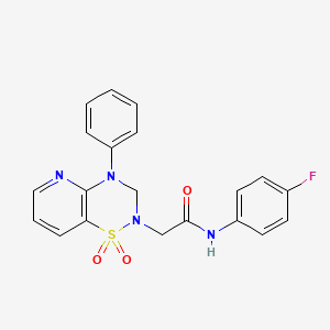 molecular formula C20H17FN4O3S B2432570 N-(4-fluorophényl)-2-(1,1-dioxyde-4-phényl-3,4-dihydro-2H-pyrido[2,3-e][1,2,4]thiadiazin-2-yl)acétamide CAS No. 1251670-12-8