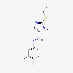 molecular formula C15H19N3S B2432573 N-{[2-(乙硫基)-1-甲基-1H-咪唑-5-基]亚甲基}-3,4-二甲基苯胺 CAS No. 303986-84-7