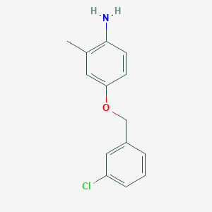 molecular formula C14H14ClNO B2432585 4-[(3-Chlorophenyl)methoxy]-2-methylaniline CAS No. 1019110-00-9