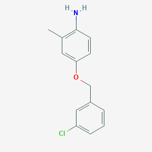 molecular formula C14H14ClNO B2432585 4-[(3-Clorofenil)metoxi]-2-metil anilina CAS No. 1019110-00-9