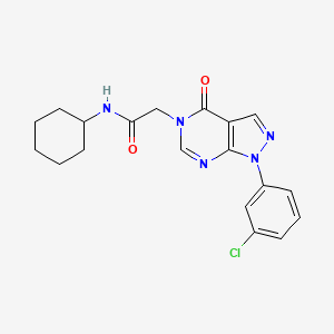 molecular formula C19H20ClN5O2 B2432587 2-[1-(3-chlorophenyl)-4-oxopyrazolo[3,4-d]pyrimidin-5-yl]-N-cyclohexylacetamide CAS No. 895017-18-2