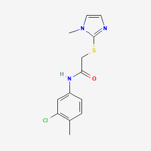 molecular formula C13H14ClN3OS B2432588 N-(3-chloro-4-methylphenyl)-2-[(1-methyl-1H-imidazol-2-yl)sulfanyl]acetamide CAS No. 306732-11-6