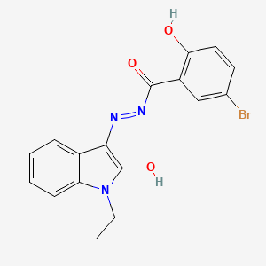 (Z)-5-bromo-N'-(1-ethyl-2-oxoindolin-3-ylidene)-2-hydroxybenzohydrazide