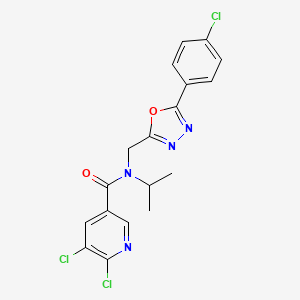 molecular formula C18H15Cl3N4O2 B2432593 5,6-dichloro-N-{[5-(4-chlorophenyl)-1,3,4-oxadiazol-2-yl]methyl}-N-(propan-2-yl)pyridine-3-carboxamide CAS No. 1090628-00-4