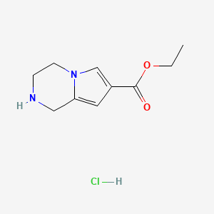 molecular formula C10H15ClN2O2 B2432594 Ethyl 1,2,3,4-tetrahydropyrrolo[1,2-a]pyrazine-7-carboxylate hydrochloride CAS No. 1404364-65-3