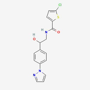 molecular formula C16H14ClN3O2S B2432601 5-Chloro-N-[2-hydroxy-2-(4-pyrazol-1-ylphenyl)ethyl]thiophene-2-carboxamide CAS No. 2415563-82-3
