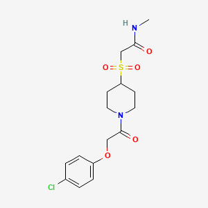 molecular formula C16H21ClN2O5S B2432611 2-((1-(2-(4-chlorophenoxy)acetyl)piperidin-4-yl)sulfonyl)-N-methylacetamide CAS No. 1798623-58-1