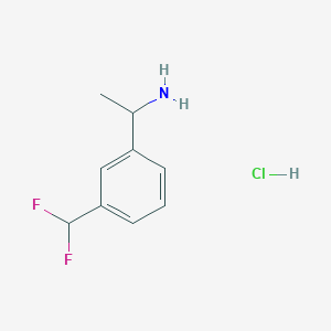 molecular formula C9H12ClF2N B2432612 1-(3-(Difluoromethyl)phenyl)ethan-1-amine hydrochloride CAS No. 1373866-58-0