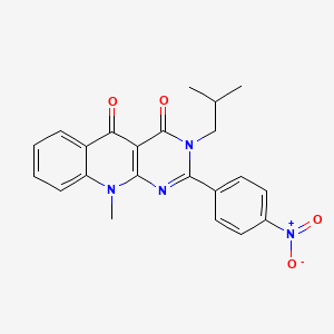 molecular formula C22H20N4O4 B2432616 3-isobutyl-10-methyl-2-(4-nitrophenyl)pyrimido[4,5-b]quinoline-4,5(3H,10H)-dione CAS No. 879455-20-6