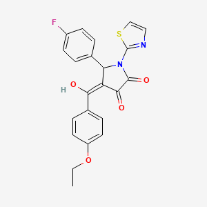 molecular formula C22H17FN2O4S B2432620 (4E)-4-[(4-ethoxyphenyl)(hydroxy)methylidene]-5-(4-fluorophenyl)-1-(1,3-thiazol-2-yl)pyrrolidine-2,3-dione CAS No. 381702-30-3