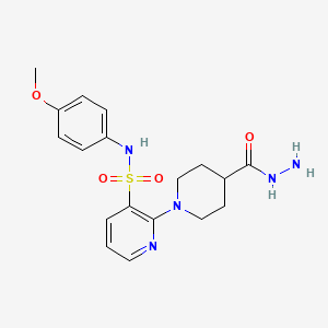 molecular formula C18H23N5O4S B2432632 2-[4-(hydrazinocarbonyl)piperidin-1-yl]-N-(4-methoxyphenyl)pyridine-3-sulfonamide CAS No. 1984073-55-3