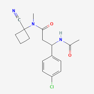 molecular formula C17H20ClN3O2 B2432634 3-(4-chlorophenyl)-N-(1-cyanocyclobutyl)-3-acetamido-N-methylpropanamide CAS No. 1258708-87-0