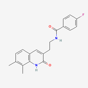 N-[2-(7,8-dimethyl-2-oxo-1H-quinolin-3-yl)ethyl]-4-fluorobenzamide