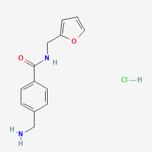 molecular formula C13H15ClN2O2 B2432661 4-(Aminomethyl)-N-(furan-2-ylmethyl)benzamide;hydrochloride CAS No. 1257585-25-3