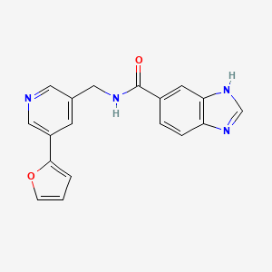molecular formula C18H14N4O2 B2432678 N-((5-(furan-2-yl)pyridin-3-yl)methyl)-1H-benzo[d]imidazole-5-carboxamide CAS No. 2034340-98-0