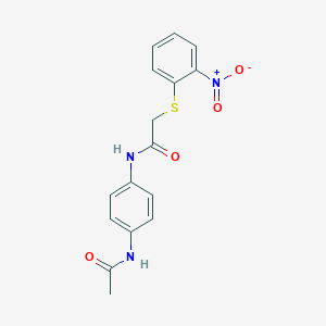 molecular formula C16H15N3O4S B243268 N-[4-(acetylamino)phenyl]-2-({2-nitrophenyl}sulfanyl)acetamide 