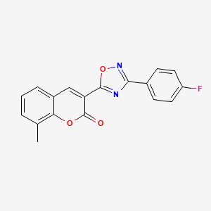 molecular formula C18H11FN2O3 B2432685 3-[3-(4-fluorophenyl)-1,2,4-oxadiazol-5-yl]-8-methyl-2H-chromen-2-one CAS No. 931739-11-6