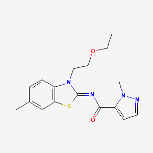 molecular formula C17H20N4O2S B2432689 (E)-N-(3-(2-ethoxyethyl)-6-methylbenzo[d]thiazol-2(3H)-ylidene)-1-methyl-1H-pyrazole-5-carboxamide CAS No. 1173367-29-7