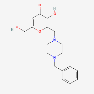 molecular formula C18H22N2O4 B2432698 2-[(4-benzylpiperazin-1-yl)methyl]-3-hydroxy-6-(hydroxymethyl)-4H-pyran-4-one CAS No. 866019-44-5