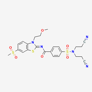 molecular formula C24H25N5O6S3 B2432702 (Z)-4-(N,N-bis(2-cyanoethyl)sulfamoyl)-N-(3-(2-methoxyethyl)-6-(methylsulfonyl)benzo[d]thiazol-2(3H)-ylidene)benzamide CAS No. 864977-11-7