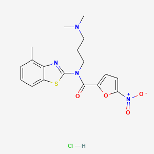 molecular formula C18H21ClN4O4S B2432707 N-(3-(dimethylamino)propyl)-N-(4-methylbenzo[d]thiazol-2-yl)-5-nitrofuran-2-carboxamide hydrochloride CAS No. 1216623-62-9