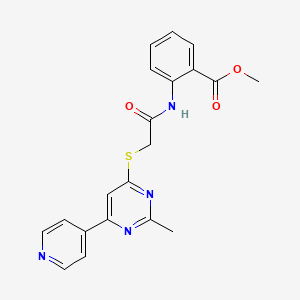 molecular formula C20H18N4O3S B2432718 2-(2-((2-甲基-6-(吡啶-4-基)嘧啶-4-基)硫代)乙酰胺基)苯甲酸甲酯 CAS No. 1251588-12-1