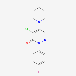 molecular formula C15H15ClFN3O B2432725 4-氯-2-(4-氟苯基)-5-哌啶基-3(2H)-吡哒嗪酮 CAS No. 478049-12-6